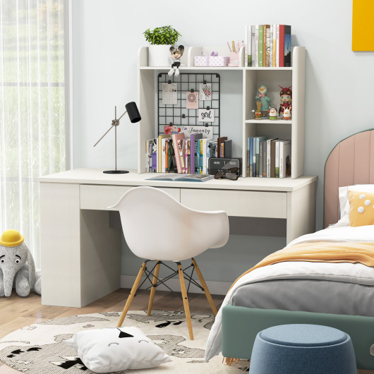 3-Tier Multipurpose Desk Bookshelf with 4 Shelves-White - Image 6
