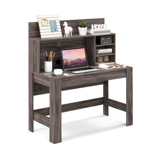 48 Inch Writing Computer Desk with Anti-Tipping Kits and Cable Management Hole-Rustic Brown - Image 2