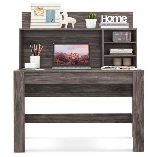 48 Inch Writing Computer Desk with Anti-Tipping Kits and Cable Management Hole-Rustic Brown - Image 3