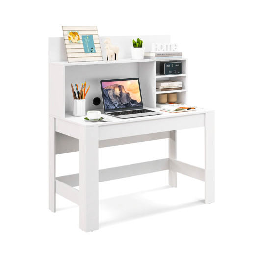 48 Inch Writing Computer Desk with Anti-Tipping Kits and Cable Management Hole-White - Image 3