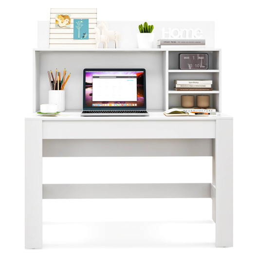 48 Inch Writing Computer Desk with Anti-Tipping Kits and Cable Management Hole-White - Image 4