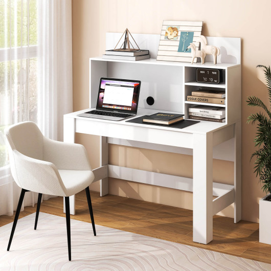 48 Inch Writing Computer Desk with Anti-Tipping Kits and Cable Management Hole-White - Image 5