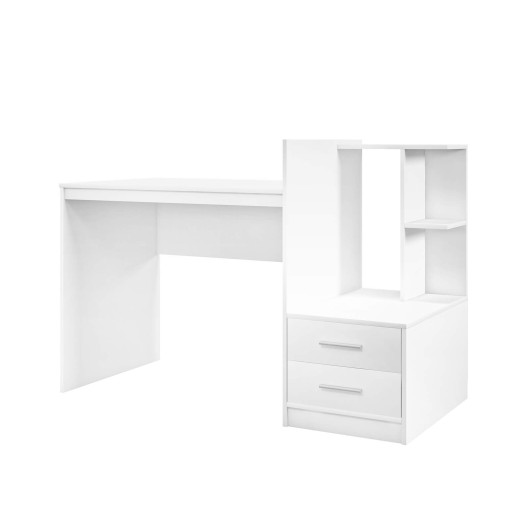 Computer Desk Home Office with Bookshelf and Drawers-White - Image 4