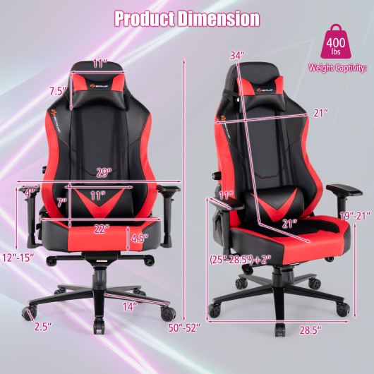 360 Swivel Computer Chair with Casters for Office Bedroom-Red - Image 3