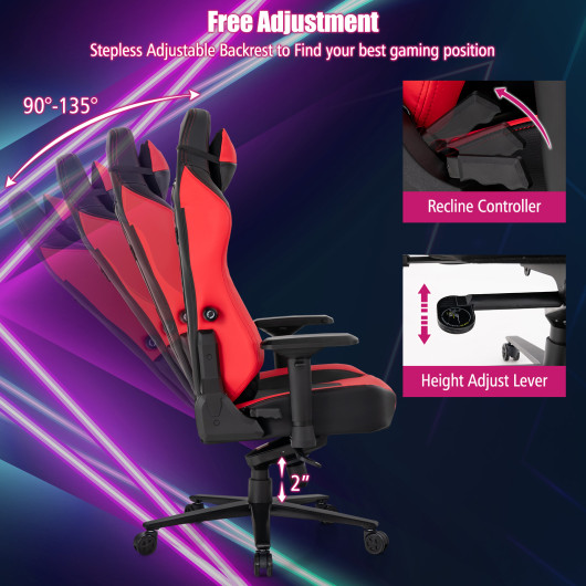 360 Swivel Computer Chair with Casters for Office Bedroom-Red - Image 4