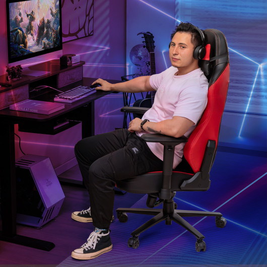 360 Swivel Computer Chair with Casters for Office Bedroom-Red - Image 6