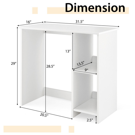 31.5 Inch Modern Home Office Desk with 2 Compartments-White - Image 4