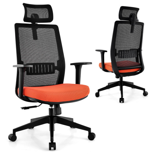 Ergonomic Office Chair with Lumbar Support and Adjustable Headrest-Black - Image 3