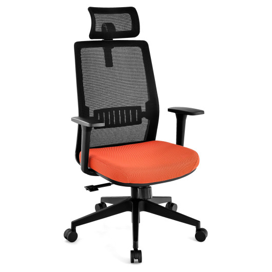 Ergonomic Office Chair with Lumbar Support and Adjustable Headrest-Black - Image 2