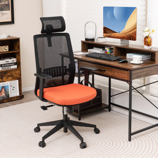 Ergonomic Office Chair with Lumbar Support and Adjustable Headrest-Black - Image 4