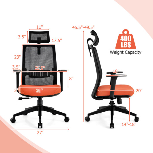 Ergonomic Office Chair with Lumbar Support and Adjustable Headrest-Black - Image 6