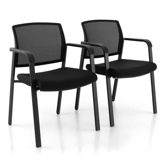 Set of 2 Stackable Reception Room Chairs with Padded Seat-Black - Image 6