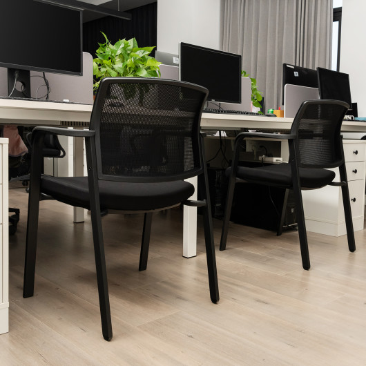 Set of 2 Stackable Reception Room Chairs with Padded Seat-Black - Image 2