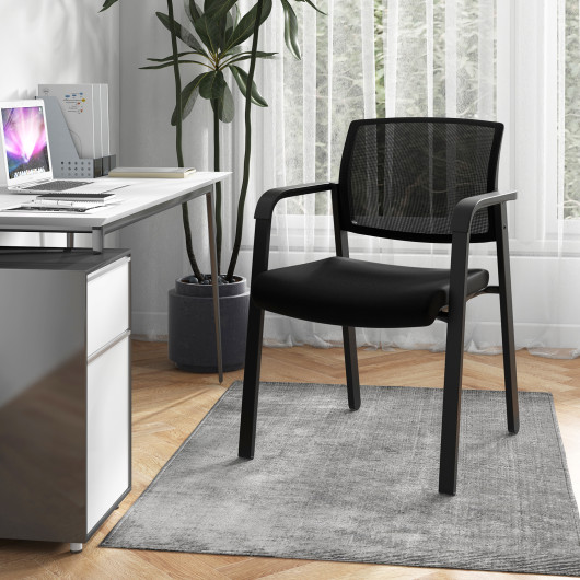 Set of 2 Stackable Reception Room Chairs with Padded Seat-Black - Image 4