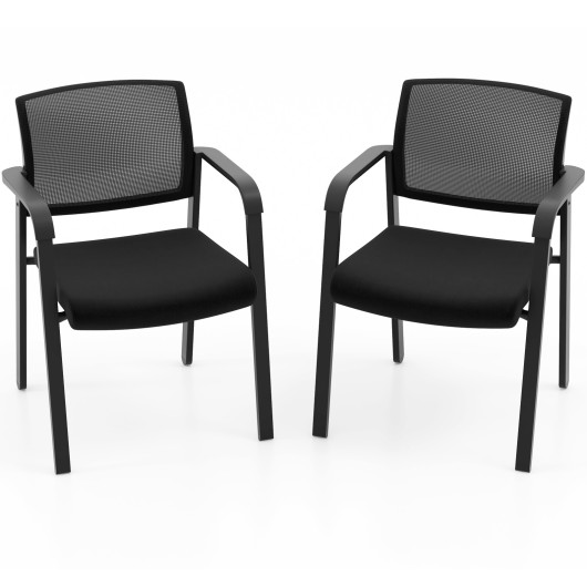 Set of 2 Stackable Reception Room Chairs with Padded Seat-Black - Image 5