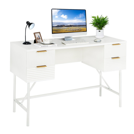 48 Inch Home Office Computer Desk with 4 Drawers-White - Image 2