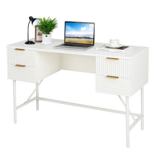 48 Inch Home Office Computer Desk with 4 Drawers-White - Image 3