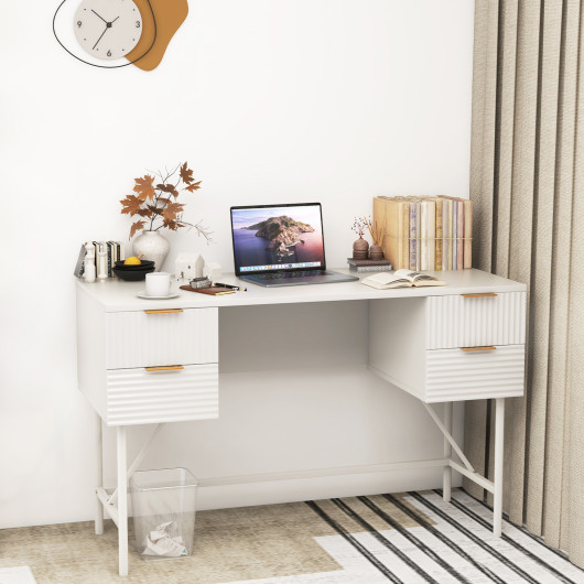 48 Inch Home Office Computer Desk with 4 Drawers-White - Image 4