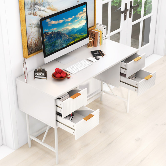 48 Inch Home Office Computer Desk with 4 Drawers-White - Image 5