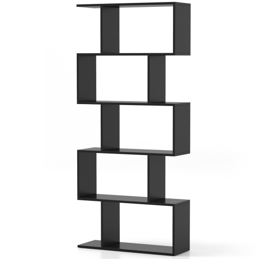 5-Tier Bookshelf with Anti-Toppling Device for Living Room Home Office-Black - Image 2