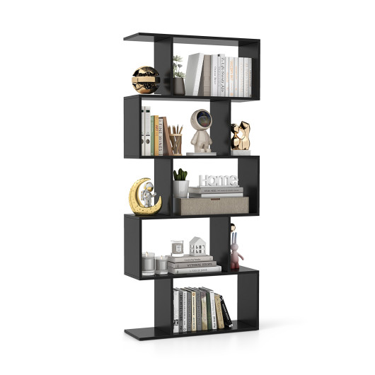 5-Tier Bookshelf with Anti-Toppling Device for Living Room Home Office-Black - Image 3