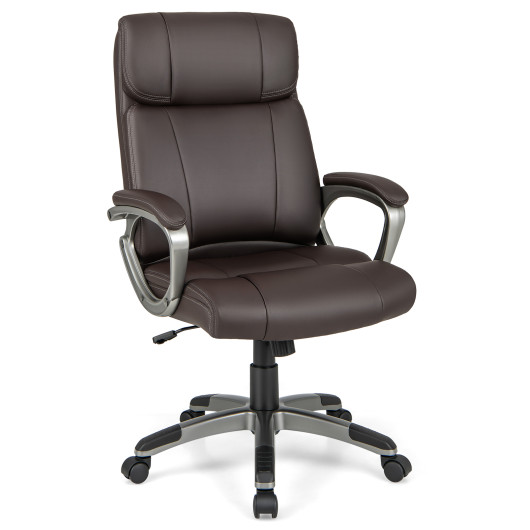 Swivel Ergonomic Office Chair Computer Desk Chair with Wheels-Brown - Image 3