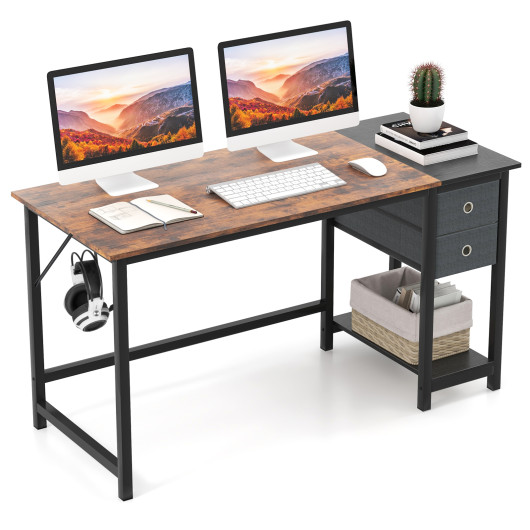 48-55-Inch Home Office Desk with 2 Drawers Hanging Hook-55 Inch - Image 3