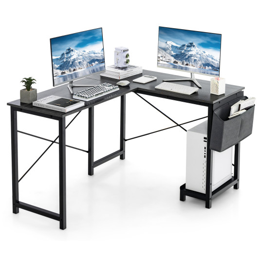 Modern Reversible Computer Desk with Storage Pocket and CPU Stand for Working Writing Gaming-Dark Gray - Image 2