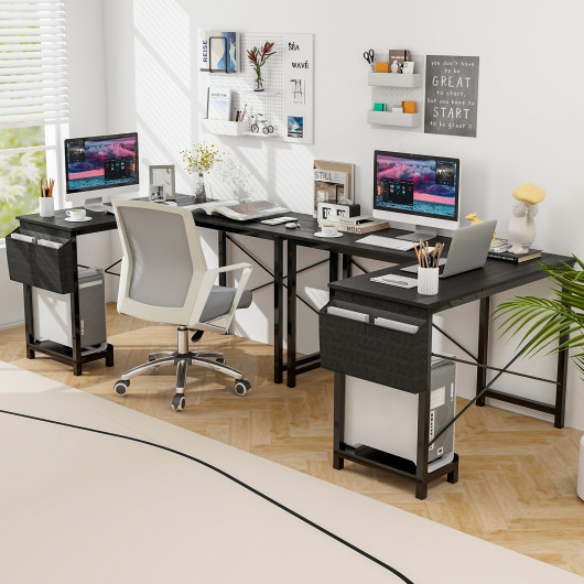Modern Reversible Computer Desk with Storage Pocket and CPU Stand for Working Writing Gaming-Dark Gray - Image 6