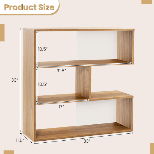 Concave Bookshelf 3-Shelf Open Bookcase with Anti-Toppling Device for Living Room Study Office - Image 4