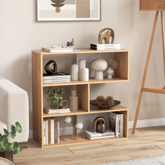 Concave Bookshelf 3-Shelf Open Bookcase with Anti-Toppling Device for Living Room Study Office - Image 5