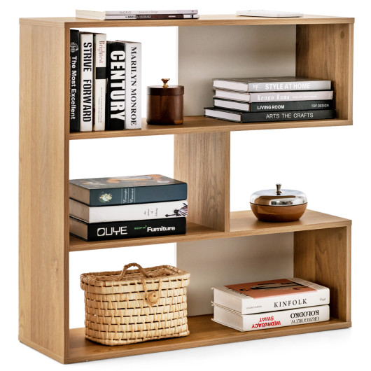 Concave Bookshelf 3-Shelf Open Bookcase with Anti-Toppling Device for Living Room Study Office - Image 6