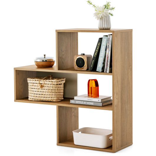 Convex Bookshelf 3-Shelf Open Bookcase Room Organizer with Anti-Toppling Device - Image 4
