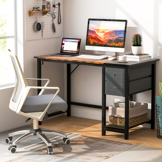 48-55-Inch Home Office Desk with 2 Drawers Hanging Hook-S - Image 5