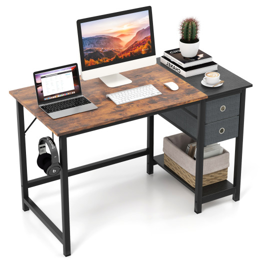 48-55-Inch Home Office Desk with 2 Drawers Hanging Hook-S - Image 3