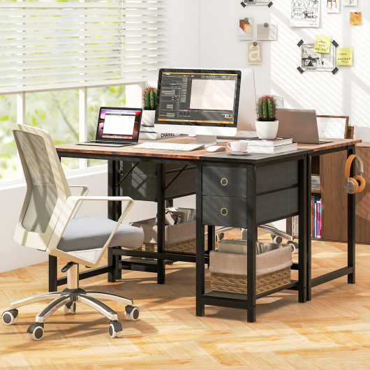 48-55-Inch Home Office Desk with 2 Drawers Hanging Hook-S - Image 4