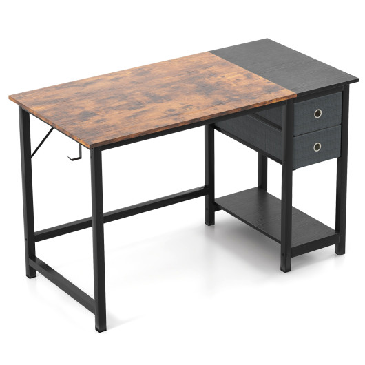 48-55-Inch Home Office Desk with 2 Drawers Hanging Hook-S - Image 6