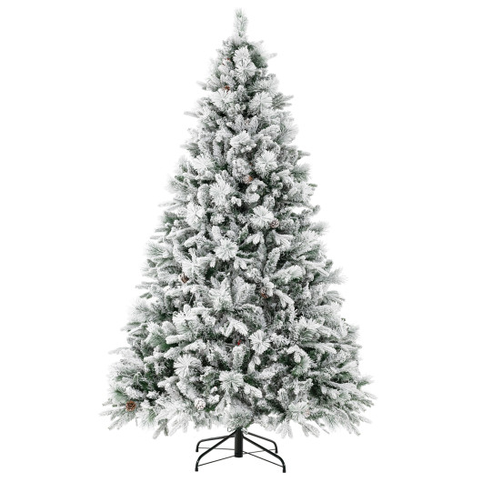 4.5-6-7 Feet Artificial Xmas Tree with Pine Needles and LED Lights-7 ft