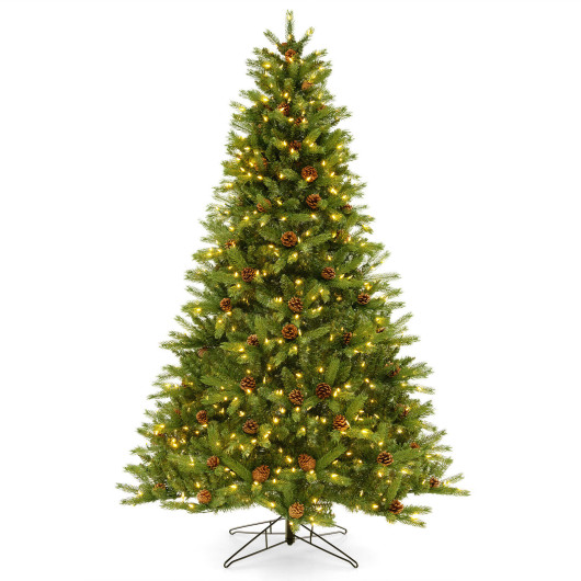 6-7 FT Artificial Christmas Tree with Pine Cones and Adjustable Brightness-7 ft