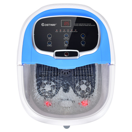 Portable All-In-One Heated Foot Bubble Spa Bath Motorized Massager-Blue - Image 4