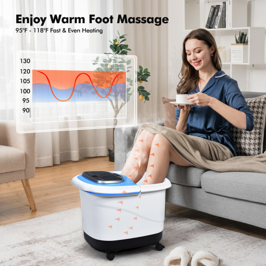Portable All-In-One Heated Foot Bubble Spa Bath Motorized Massager-Blue - Image 2