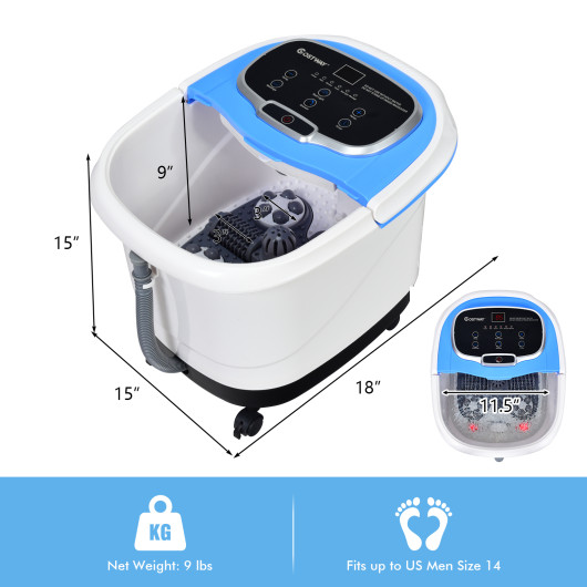 Portable All-In-One Heated Foot Bubble Spa Bath Motorized Massager-Blue - Image 6
