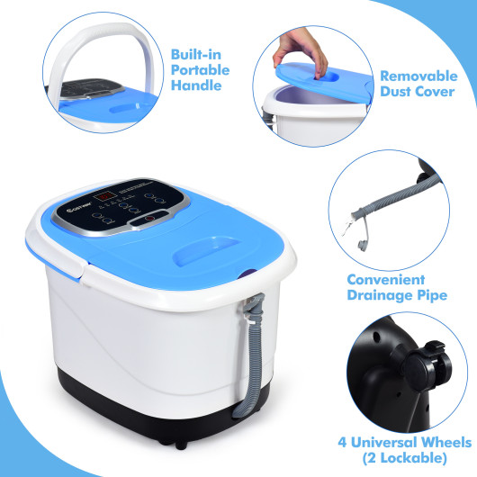 Portable All-In-One Heated Foot Bubble Spa Bath Motorized Massager-Blue - Image 5
