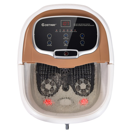 Portable All-In-One Heated Foot Bubble Spa Bath Motorized Massager-Coffee - Image 4