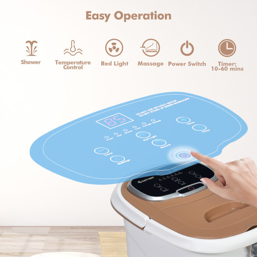 Portable All-In-One Heated Foot Bubble Spa Bath Motorized Massager-Coffee - Image 2