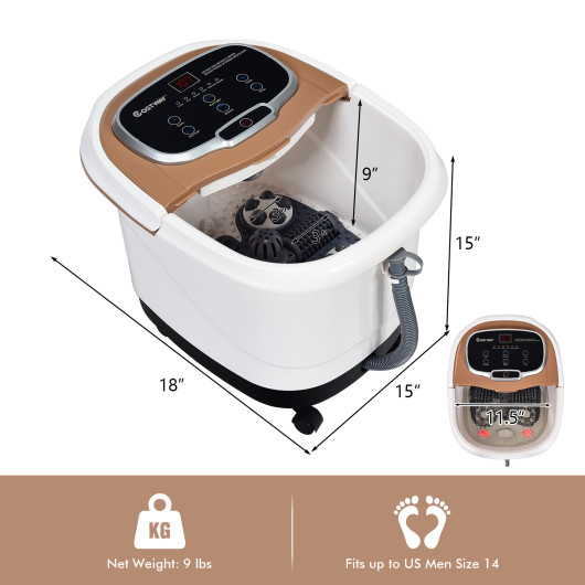 Portable All-In-One Heated Foot Bubble Spa Bath Motorized Massager-Coffee - Image 6