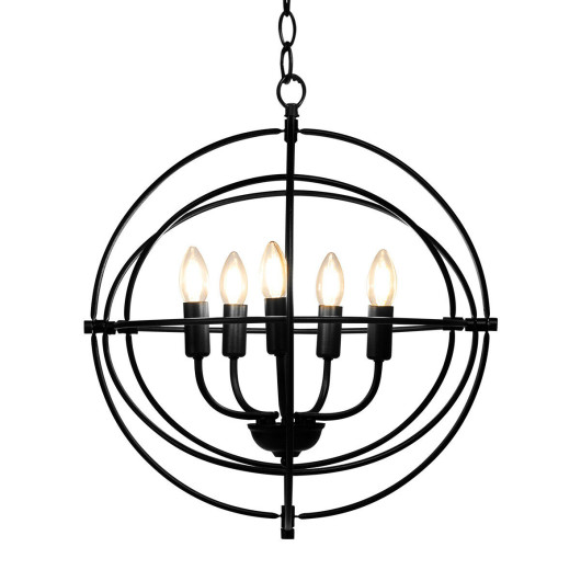 20 Inch 5 Lights Metal Chandelier with Pivoting Interlocking Rings - Image 4