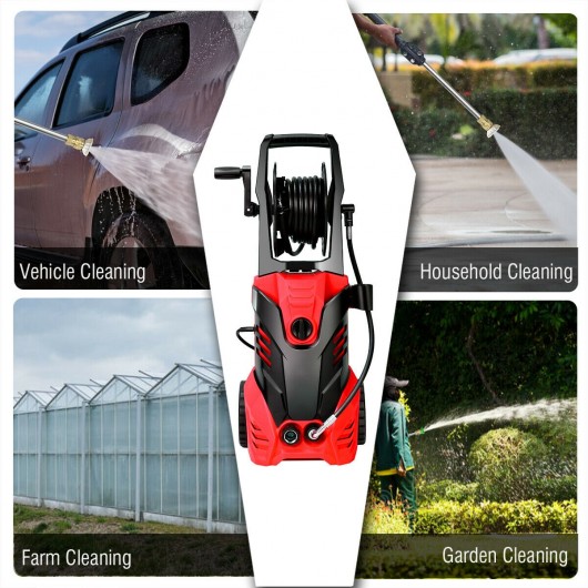 3000 PSI Electric High Pressure Washer With Patio Cleaner -Red - Image 2