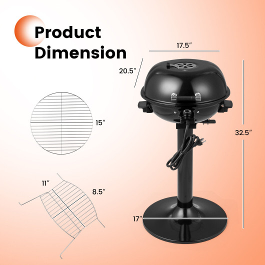 1600W Electric BBQ Grill with Removable Non-Stick Warming Rack - Image 6