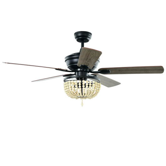 52 Inch Retro Ceiling Fan Light with Reversible Blades Remote Control-Black - Image 4